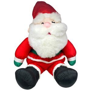 Vintage JS International Parachute Nylon Stuffed Holiday Santa 14"‎
